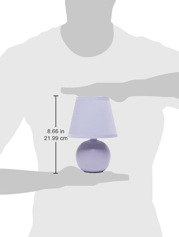 Simple Designs LT2008-PRP Mini Ceramic Globe Table Lamp with Matching Fabric Shade, Purple - LeafyLoom