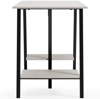 Signature Design by Ashley Bayflynn Modern Home Office Desk or Drafting Table with Sawhorse Legs, White & Black - LeafyLoom