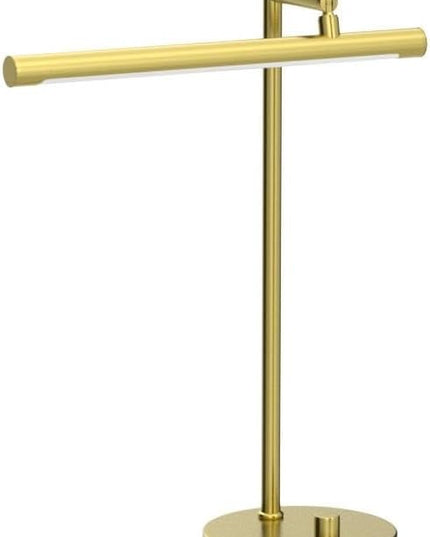 Globe Electric 52889 West 15" LED Integrated Desk Lamp, Matte Brass, 200 Lumens, Dimmer Rotary Switch - LeafyLoom