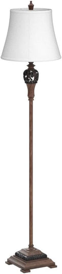 Vintage Floor Lamp for Living Room Traditional Farmhouse Tall Standing Lamp Mid-century Antique Bedroom Pole Lamp with White Fabric Shade Rustic Bright Lighting Elegant Reading Lamp Retro Home Decor - LeafyLoom
