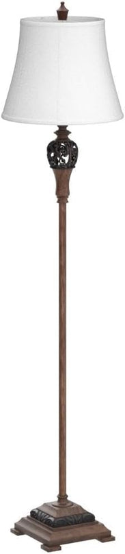 Vintage Floor Lamp for Living Room Traditional Farmhouse Tall Standing Lamp Mid-century Antique Bedroom Pole Lamp with White Fabric Shade Rustic Bright Lighting Elegant Reading Lamp Retro Home Decor - LeafyLoom