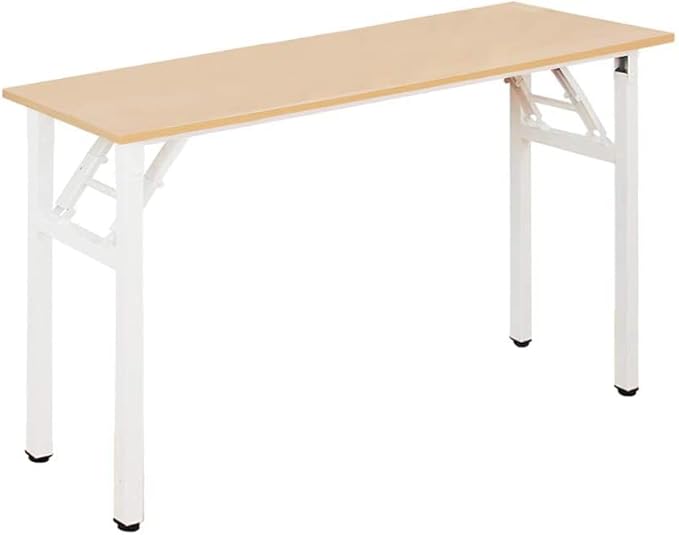 SogesGame Computer Desk, 47 Inch Modern Simple Style Folding Tables, Home Office Writing Desk, Folding Table, No Install Needed, Teak White - LeafyLoom