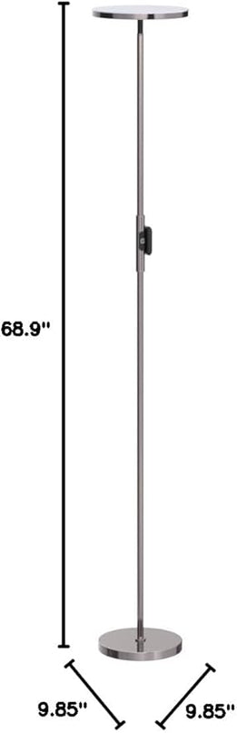 Floor Lamp,30W/2400LM Sky LED Modern Torchiere 3 Color Temperatures Super Bright Floor Lamps-Tall Standing Pole Light with Remote & Touch Control for Living Room,Bed Room,Office (Brushed Nickel) - LeafyLoom
