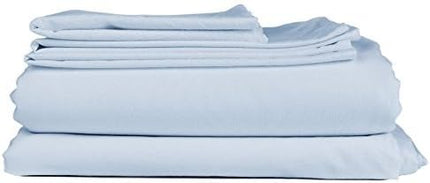 THREAD SPREAD 100% Egyptian Cotton Sheets Queen Size - 600 Thread Count Sheets Queen, 4 PC Luxury Sheets Queen Size, Soft, Cooling Sateen Weave Deep Pocket Sheet, Fits Mattress upto 18"- Light Blue - LeafyLoom
