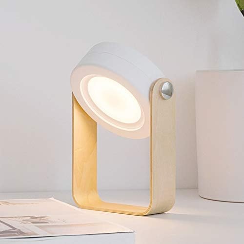 4-in-1 Foldable Table Lamp,USB Retractable LED Light,Wooden Handle Portable Lantern Light and Flashlight,Touch Control Dimmable 3 Level Brightness Night Light for Reading, Outdoor Camping (White) - LeafyLoom