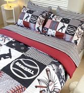 7 Piece Baseball Comforter Set Bed in A Bag Queen Size 3D Softball Sports Bedding Set for Boys Kids Microfiber Comforter All Season (1 Comforter, 1 Flat Sheet, 1 Fitted Sheet, 4 Pillowcase) - LeafyLoom