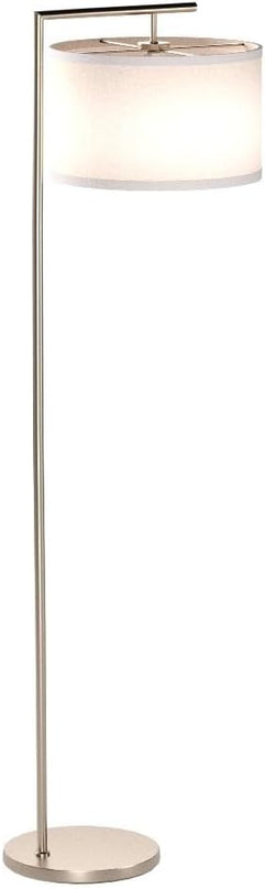 Brightech Montage Modern Floor lamp, LED Floor Lamp for Living Rooms & Offices - Tall Standing Lamp for Bedroom Reading - Corner Pole Lamp for Contemporary Home Decor - Satin Nickel - LeafyLoom