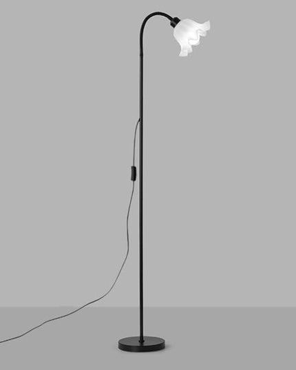 OTTOSON Modern Floor Lamp 1-Light Flower Standing Lamp Iron Freestanding Light Cute Floral Lamp Arc Tall Lamp with Acrylic Shade for Living Room Corner Bedroom Kids Room Office, Black - LeafyLoom