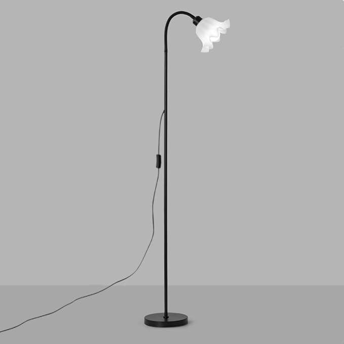 OTTOSON Modern Floor Lamp 1-Light Flower Standing Lamp Iron Freestanding Light Cute Floral Lamp Arc Tall Lamp with Acrylic Shade for Living Room Corner Bedroom Kids Room Office, Black - LeafyLoom