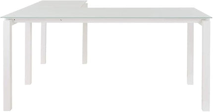 Signature Design by Ashley Baraga Contemporary Glass L-Shaped Home Office Desk, White - LeafyLoom