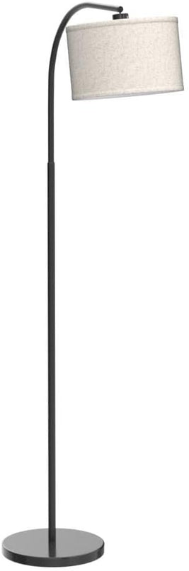 DEWENWILS Black Arched Floor Lamp, Standing Lamp Tall Industrial Floor Lamp with Linen Shade, Reading Light for Living Room, Bedroom, Office, Simple Design Farmhouse Style - LeafyLoom