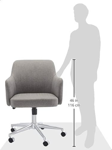 Amazon Basics Upholstered Home Office 360 Degree Swivel Rolling Desk Chair with Arms and Adjustable-Height - Light Gray, 25"D x 23.25"W x 36.25"H - LeafyLoom