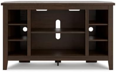 Signature Design by Ashley Camiburg Modern Corner TV Stand with Fireplace Option & Fits TVs Up to 48 Inches, Brown - LeafyLoom
