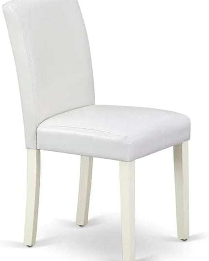 East West Furniture 1NDAB3-LWH-64 3 Piece Kitchen Set Contains a Rectangle Room Table with Dropleaf and 2 White Faux Leather Parsons Dining Chairs, 30x48 Inch - LeafyLoom