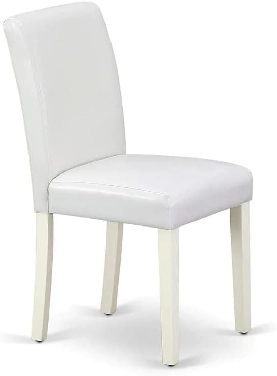 East West Furniture 1NDAB3-LWH-64 3 Piece Kitchen Set Contains a Rectangle Room Table with Dropleaf and 2 White Faux Leather Parsons Dining Chairs, 30x48 Inch - LeafyLoom