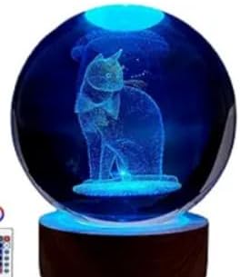 Cat Gifts for Cat Lovers for Women, Large 3D Cat Night Light, Crystal Cat Figurines Lamp 16 Color Changing with Remote Control for Bedroom Decor, Cat Gifts for Cat Lovers - LeafyLoom