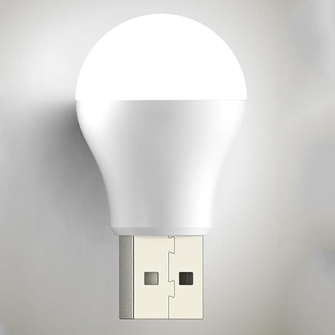 USB Night Light, LED Mini Light Bulb, Plug in Night Light, Flexible Ambient Light , USB Light Bulb for Bedroom, Bathroom, Hallway，Emergency Lighting, Car USB Light （Combination pack）(8 Pack,White) - LeafyLoom