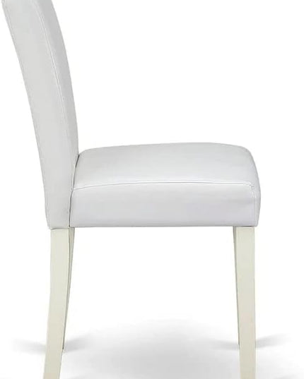 East West Furniture 1NDAB3-LWH-64 3 Piece Kitchen Set Contains a Rectangle Room Table with Dropleaf and 2 White Faux Leather Parsons Dining Chairs, 30x48 Inch - LeafyLoom