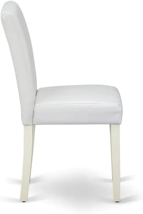 East West Furniture 1NDAB3-LWH-64 3 Piece Kitchen Set Contains a Rectangle Room Table with Dropleaf and 2 White Faux Leather Parsons Dining Chairs, 30x48 Inch - LeafyLoom