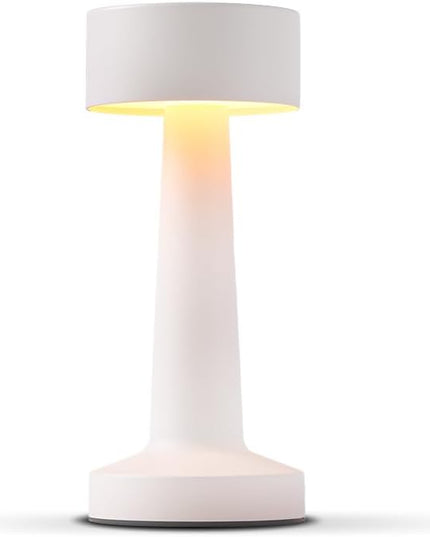 Portable LED Table Lamp, 3-Levels Brightness Metal Desk Lamp, 3 Color Touch Control Rechargeable Lamp, Night Light, Bedside Lamp,Dining Room Lamp,Gifts for Friends (White) - LeafyLoom