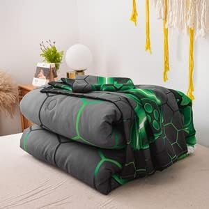 NTBED Game Console Comforter Set for Boys Girls Kids Geometric Lightweight Microfiber Bedding Sets (Green, Twin) - LeafyLoom