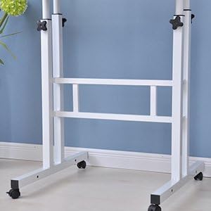 soges Mobile Standing DeskAdjustable Height, Roling Sit-Stand Desk, Small Standing Computer Desk Workstation on Wheels, Sit Stand Up Desk for Home Office, Oak - LeafyLoom