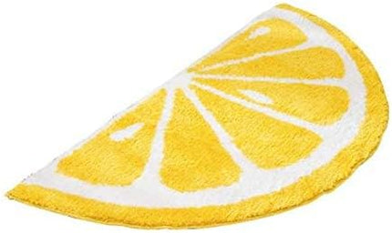 Playtime Cozy Lemon Cute Fruits Half Round Shaped Bedroom Bathroom Doorway Kitchen Floor Rug Carpet Water Absorption Non-slip mat for bath Room (Yellow, 50 * 100CM) - LeafyLoom