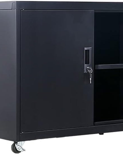 Metal Mobile Lateral File Cabinet, Storage Locker,Printer Stand with Open Storage Shelves for Office,School,Home,Living Room. (Black) - LeafyLoom