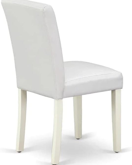 East West Furniture 1NDAB3-LWH-64 3 Piece Kitchen Set Contains a Rectangle Room Table with Dropleaf and 2 White Faux Leather Parsons Dining Chairs, 30x48 Inch - LeafyLoom