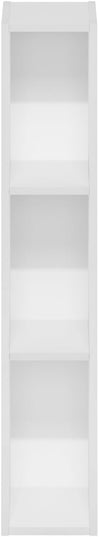 Furinno Fulda 3-Tier Space Saving Storage Shelf Bookcase, 6-Inch Width, White - LeafyLoom