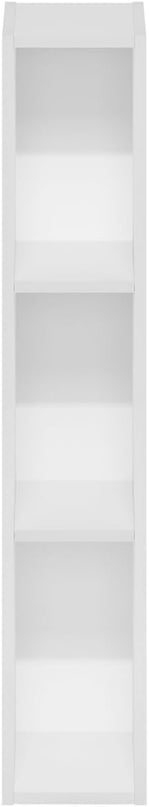 Furinno Fulda 3-Tier Space Saving Storage Shelf Bookcase, 6-Inch Width, White - LeafyLoom
