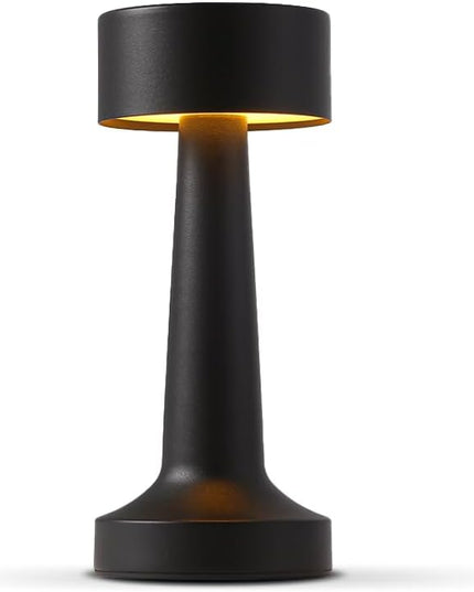 Portable LED Table Lamp, 3-Levels Brightness Metal Desk Lamp, 3 Color Touch Control Rechargeable Lamp, Night Light, Bedside Lamp,Dining Room Lamp,Gifts for Friends (Black) - LeafyLoom