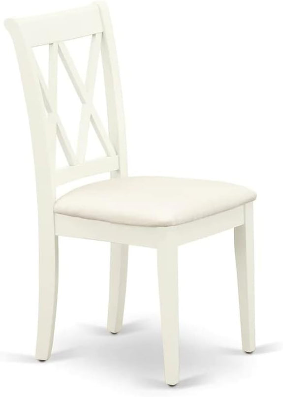 East West Furniture NDCL3-LWH-C Norden 3 Piece Room Set Contains a Rectangle Kitchen Table with Dropleaf and 2 Fabric Upholstered Dining Chairs, 30x48 Inch, Linen White - LeafyLoom