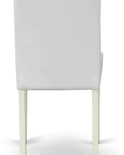 East West Furniture 1NDAB3-LWH-64 3 Piece Kitchen Set Contains a Rectangle Room Table with Dropleaf and 2 White Faux Leather Parsons Dining Chairs, 30x48 Inch - LeafyLoom