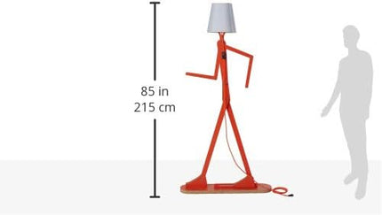 Cool Creative Floor Lamps Wood Tall Decorative Corner Reading Standing Swing Arm Light for Living Room Bedroom Office Farmhouse Kids Boys Girls Gift - with LED Bulb (Orange) - LeafyLoom