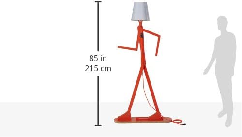 Cool Creative Floor Lamps Wood Tall Decorative Corner Reading Standing Swing Arm Light for Living Room Bedroom Office Farmhouse Kids Boys Girls Gift - with LED Bulb (Orange) - LeafyLoom