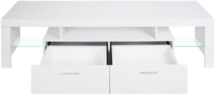 LED TV Stand for Televisions up to 65 inches, Entertainment Center and Media Console with Storage Drawers and Glass Shelves for Living Room, Bedroom - LeafyLoom