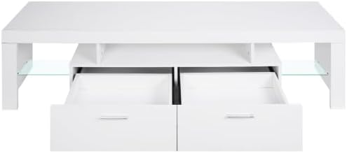 LED TV Stand for Televisions up to 65 inches, Entertainment Center and Media Console with Storage Drawers and Glass Shelves for Living Room, Bedroom - LeafyLoom