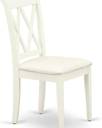 East West Furniture ANCL5-LWH-C Antique 5 Piece Room Set Includes a Round Wooden Table with Pedestal and 4 Linen Fabric Kitchen Dining Chairs, 36x36 Inch - LeafyLoom