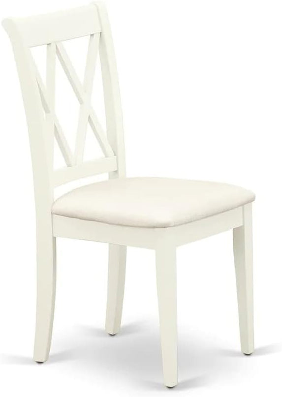 East West Furniture ANCL5-LWH-C Antique 5 Piece Room Set Includes a Round Wooden Table with Pedestal and 4 Linen Fabric Kitchen Dining Chairs, 36x36 Inch - LeafyLoom