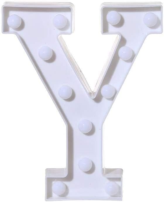 LED Marquee Letter Lights Sign Y 26 Alphabet Light Up Letters Sign for Night Light Wedding Birthday Party Battery Powered Christmas Lamp Home Bar Decoration (A) - LeafyLoom