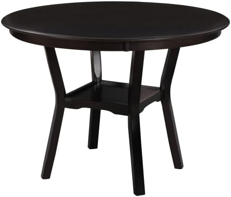 5 Piece, Indoor Modern Wood Set with Round Table, 4 Upholstered Chairs for Kitchen Dining Room, Espresso & Beige - LeafyLoom