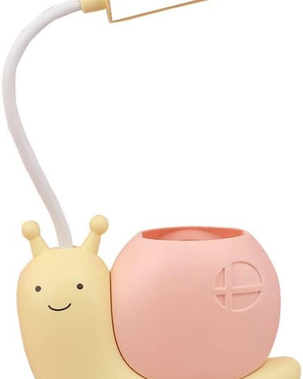 Cute Kids Lamp with Pen Holder,LED Desk Lamp for Child,Snail Shape USB Charging Student Learning Eye Protection Lamp with 360° Bendable Adjustable Neck Yellow - LeafyLoom
