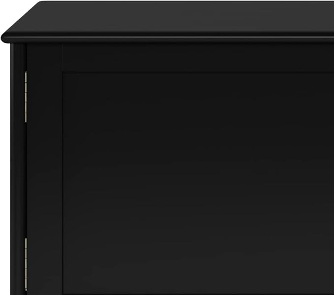 SIMPLIHOME Draper SOLID HARDWOOD 60 Inch Wide Mid Century Modern Low TV Media Stand in Black for TVs up to 65 Inches, For the Living Room and Entertainment Center - LeafyLoom
