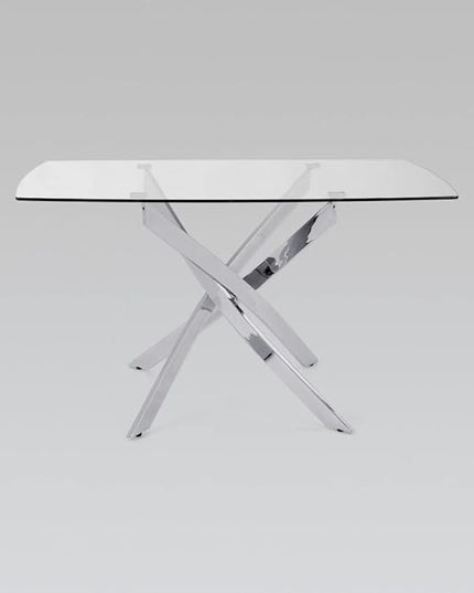 Uptown Club Glass Dining Table with Versatile Rectangular Designs, Tempered Surfaces, and Sturdy Bases for Modern Homes, Seats 4 to 8 People, Elegant Statement Piece, 51" x 32" Metallic - LeafyLoom