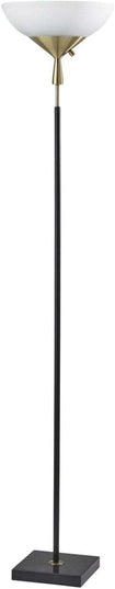 Adesso 5007-01 Noah 300 Watt Torchiere, 71 in., 2 x 150W, Black w/Antique Brass, 1 Floor Lamp - LeafyLoom