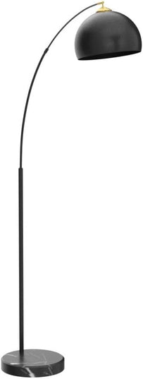 GETINLIGHT 66" Modern Black Metal Arc Floor Lamp with Inner Gold Metal Shade and Black Marble Base, LED Bulb Included, IN-0806-1-BK - LeafyLoom