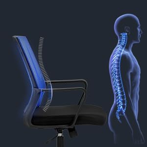 BestOffice Office Chair Desk Chair Computer Chair Swivel Rolling Executive Lumbar Support Task Mesh Chair Adjustable Stool for Women Men, Blue - LeafyLoom