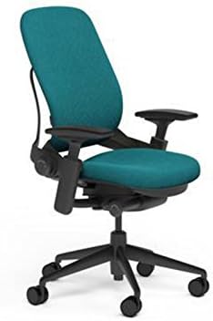 Steelcase Leap Office Chair, Black Frame and Buzz2 Cyan Fabric - LeafyLoom