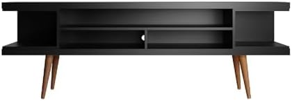 Manhattan Comfort Utopia 70.47" Freestanding Entertainment Center for Living Room, Mid Century Modern TV Stand with Shelves, Storage and Media Holes, Fits 65" Screens, 70.47 Inches, Black - LeafyLoom